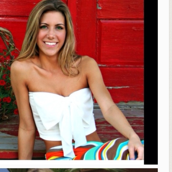 White Bow Front Bandeau Top - Picture 4 of 8